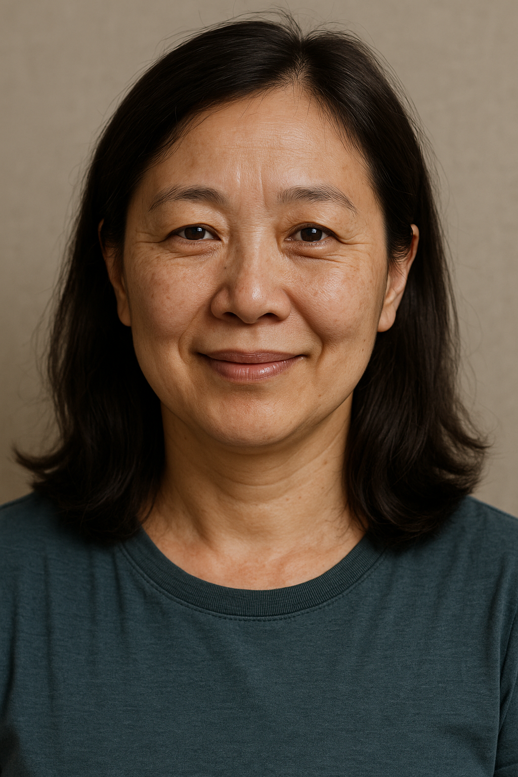 Lin Fengzhu smiling portrait in natural light